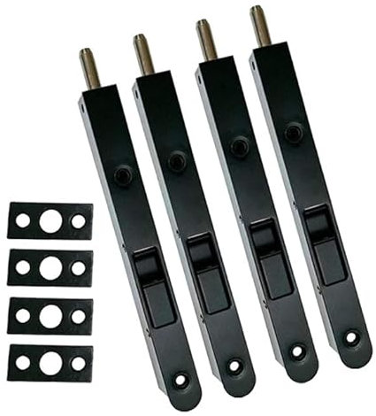 QCAA Flush Bolt, 7, Solid Brass Face Plate, Matte Black, 4 Pack, Made in Taiwan