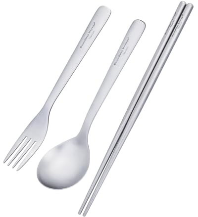 iBasingo Juego de utensilios de titanio con mango largo, cuchara, tenedor, palillos cuadrados, ultraligeros, cubiertos para acampar al aire libre, sopa, vajilla portátil, reutilizable, cubiertos de