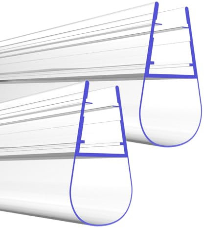 PRIOstahl Junta de ducha con perfil de goma – 2 x juntas transparentes para puerta de ducha grosor de cristal 8 mm longitud: 1 metro deflector de agua para puertas de ducha, puertas de cristal,
