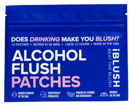 Alcohol Flush Patches – Asian Flush & Glow Relief | 12 Patches | Powered by Vitamins & Antioxidants | iBlush