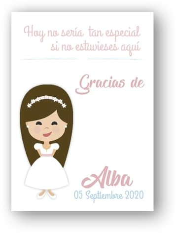 Genérico Tarjetas de Agradecimiento para Comunión Niña. Tarjetas de agradecimiento para invitados, tarjeta de agradecimiento niña de comunion. Tarjetas para invitados.