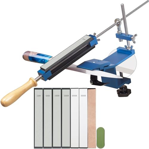 Lehwoik Messerschärfer Profi, Messerschärfsystem Professioneller mit Schnellspann, Festwinkel Messerschärfer mit Messer Schnellspann, Pro Messerschleifer mit 4 Diamantsteine +2 Wasserstein+ Polierkit