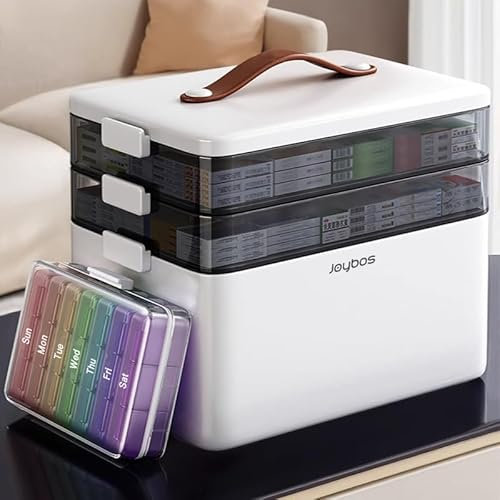 CTIME 3-stöckige Medizinbox - Tragbar mit Lederhenkel, ideal für Haushalt und Reisen (1 Pcs Medicine Storage Set)