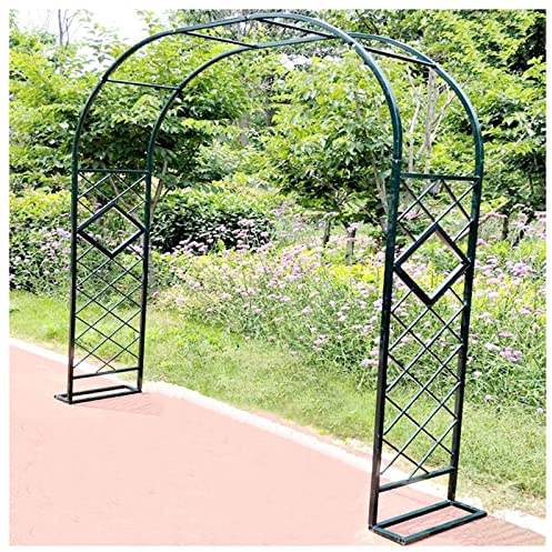 Soporte para plantas de enrejado de arco de jardín para rosas trepadoras, columna de jardín de metal resistente, resistente al óxido, ancho ajustable, 140-380 cm, color verde, perfecto para decoración