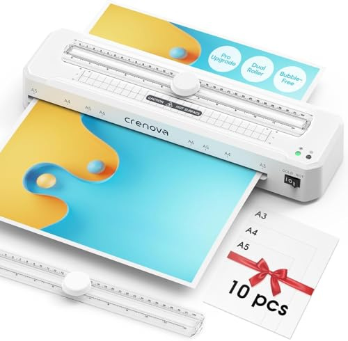 Crenova A3 Laminator Machiner, Hot & Cold with Cutter and ABS Anti-Jam | Dual Roller Heating,Smart Auto Temperature Control,90-Second Warm-Up,Bubble-Free Lamination,Ideal for Home, Office & School