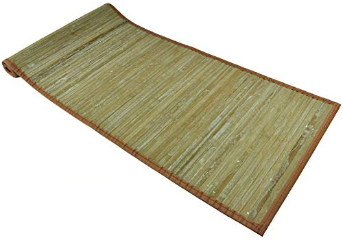 CASA TESSILE Bamboo washed tappeto corsia multiuso Tappeto Cucina Bambù, Passatoia Antiscivolo e Antimacchia. - BEIGE, 55x290 cm.