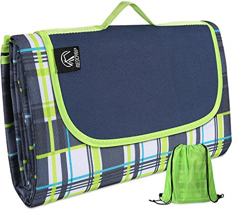 REDCAMP Extra Large Picnic Blanket Waterproof Sandproof, Durable Oxford Foldable Picnic Mat Outdoor Blanket for Lawn Park Beach Travel, Blue 79x77
