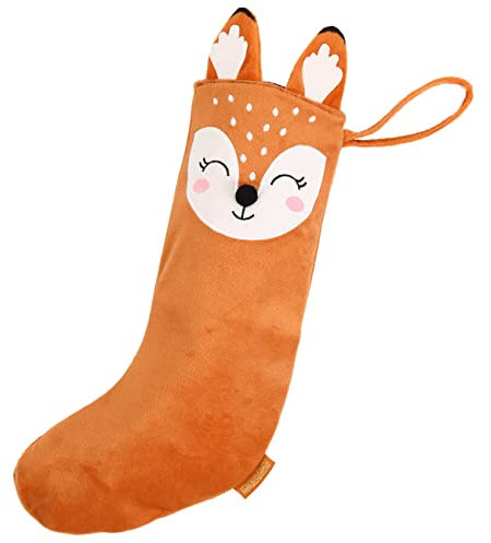 Papierdrachen Weihnachtsstrumpf Fuchs - Socke aus Samt - zum Befüllen - zum Aufhängen an Kamin Treppe - Geschenksack - 20 x 40 cm - Weihnachten 2025