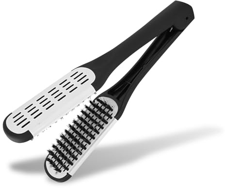 Morsetto per Pettine con Spazzola a Doppia Faccia, Pettine per lo Styling con Morsetto a Forma di V Professionale, Strumento per Lisciare i Capelli Antistatico