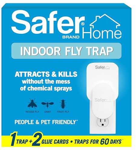 Safer Home Indoor Plug-In Fly Trap - SH502 - Effective Fruit Fly Traps for Indoors, Gnat Traps for House Indoor, 400 Sq Ft Protection - Style: 1 Device + 2 Glue Cards