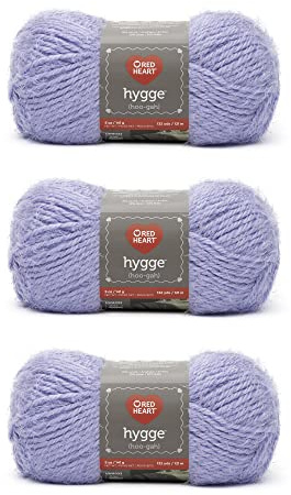 Red Heart Hygge Wisteria Yarn - 3 Pack of 227g/8oz - Acrylic Nylon Blend - 5 Bulky - 212 Yards - Knitting/Crochet