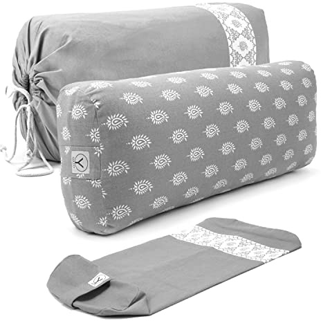 Y O Gayo Bolster for Restorative Yoga - Made with 100% Cotton, Pillow Set Includes Extra Washable Cover and Carry Bag, 25 X 10.5 X 6.5 inches