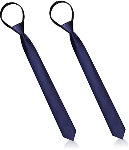 GOOMICK 2 Stücke Reißverschluss Krawatten für Jungen Vorgebundene Krawatten Verstellbare Halsband Krawatte für Jungen (8 Zoll Lang, Marineblau)