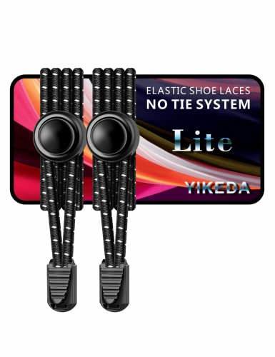 YIKEDA No Tie Elastic Laces 120CM Elastic Shoe Laces No Tie Elastic Shoelace Lock System Suitable for Kids Adults Elderly Disabled (Black)