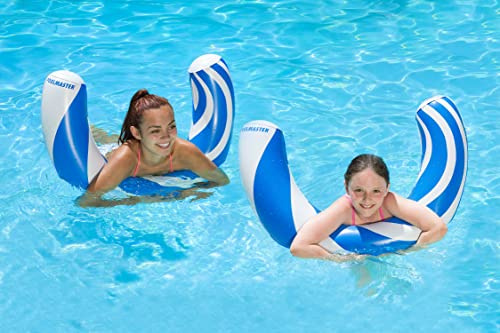 Poolmaster Inflatable Curved Pool Noodle Float 2-Pack, Oversized Flexible Water Noodles for Pool, Lake and Beach, Float, Exercise and Lounging, 44 Inch Blue