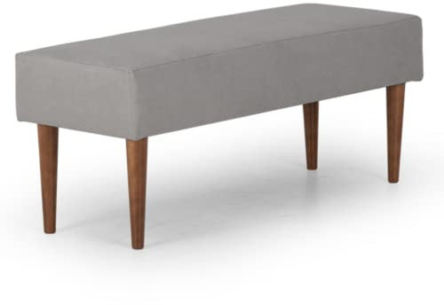 BUDWING Paloma Panchetta Fondo Letto 110 cm – Rivestita in Tessuto Morbido, con Gambe in Legno – Panchetta da Camera – Grigio Chiaro