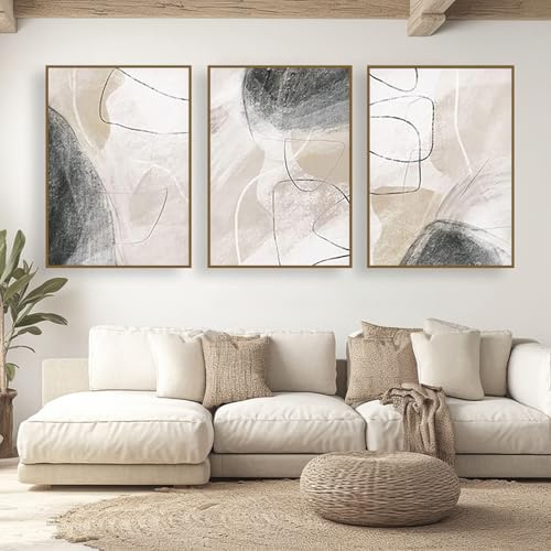 UGZDEA Juego de 3 pósteres abstractos de lienzo, formas geométricas modernas, cuadros de lienzo, para sala de estar, dormitorio, sin marco (B, 3x40x60cm)