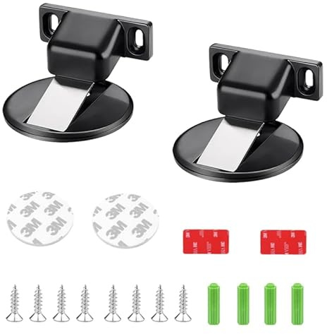 Lot de 2 butoirs de porte magnétiques autocollants en acier inoxydable - Butées de porte de sol magnétiques - Convient pour la maison et le bureau