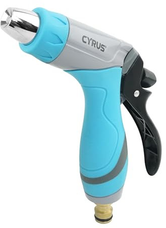 CYRUS Gartenbrause,Hochdruck Wasserstrahl-Gartenhandbrause aus Metall mit Impulsauslöser und Permanenter Sperre,Einstellbarer Wasserdurchfluss für Garten,Autowäsche und Hofreinigung