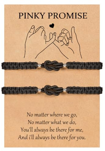 VU100 Gifts for Couple Matching Couple Bracelets Gifts for Him Her Protect Lucky Bracelets Birthday Present for Boyfriend Girlfriend Wife Husband Family Best Friend Sister (2 Black)