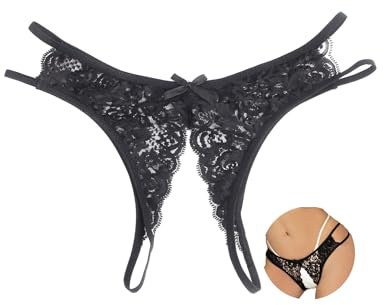 ohmydear Women's Lace Micro Thongs Cut Out Sexy Panties Sheer Knickers Plus Size Tanga Briefs Ladies Underwear, Size 10-18