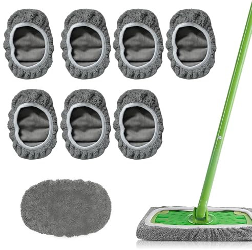 8 Pièces Lingettes Reutilisable pour Sweeper, Reutilisable Microfibre Lavable Serpillière pour Une Utilisation Humide et SèChe, Têtes de Balai de Nettoyage du Sol pour Nettoyage