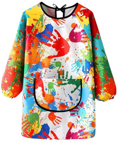 KASURE Tablier Peinture Enfant, Blouse Imperméable et Résistante à la Saleté pour Graffitis Colorés - Taille M pour Hauteurs de 100 à 120 cm