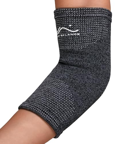 STEP BALANCE Gomitiera Sportiva FIR Infrarossi - Compressione Graduata 360° - Gomito del Tennista, Epicondilite, Gomito del Golfista - Tennis Padel Crossfit Golf - Uomo Donna - Taglia S