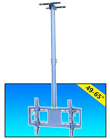 Support de plafond universel pivotant et inclinable pour téléviseurs LCD/incurvés de 49 à 65 Prend en charge jusqu'à 50 kg Extension de 4 m Durable et facile à installer