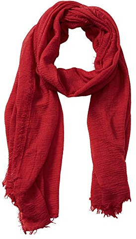 XRDSS Summer Cotton Blend Crinkle Vintage Soft Scarf with Fringed Edges 35 × 70 (Red)