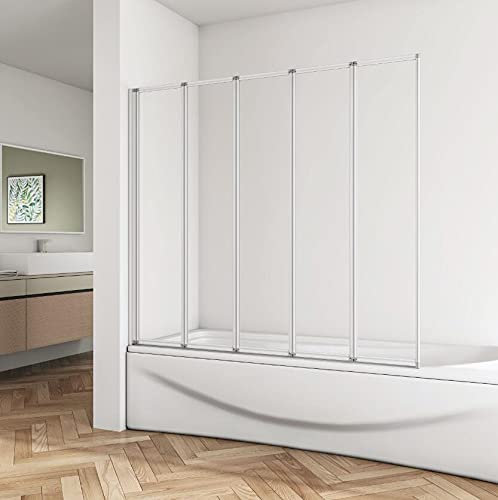 Huiyang 1200x1400mm 5 Fold Modern Pivot Folding Bath Shower Glass Screen Reversible Door Panel