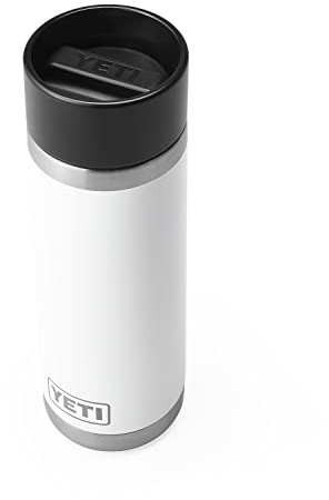 YETI Rambler 18 oz Bottle, Stainless Steel, Vacuum Insulated, with Hot Shot Cap, White