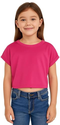 A2Z 4 Kids Girls Crop Top Plain T Shirt Soft Feel - New Crop Top Plain Pink 5-6.