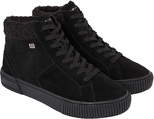 Tommy Hilfiger Damen Vulcanized Sneaker Suede Schuhe, Schwarz (Black), 37