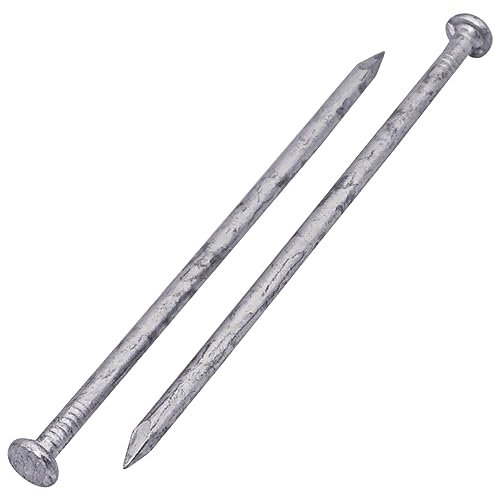 SKIR'CO 80 clavos de construcción chapados en zinc de 4 x 100 mm, clavos de alambre comunes, cabeza redonda plana, clavos de acero para carpintería