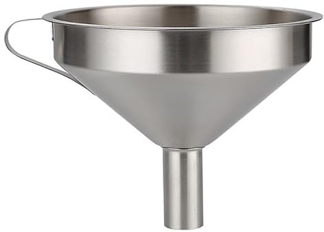 Imbuto in acciaio inox, 15 cm, set di filtri per la cucina, ampia apertura, imbuto per conserve con manico per il riempimento di liquidi, liquidi e olio da cucina