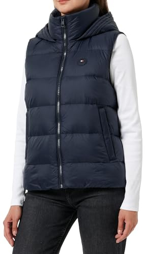 Tommy Hilfiger Chaleco Mujer Down Casual con capucha, Azul (Desert Sky), M
