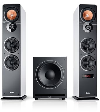 Teufel Ultima 40 Aktiv Club Edition - Kraftvolles 2.1 Lautsprecher-System mit Mächtiger Subwoofer, Bluetooth, Dolby Audio, HDMI ARC CEC, 3-Wege-Standlautsprechern - weiß
