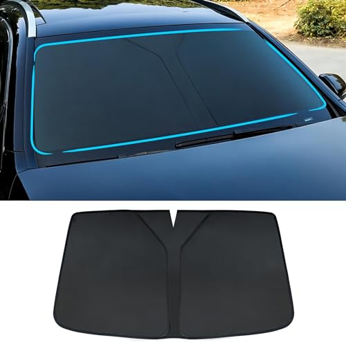 ZFSMHLH Parasol Coche Delantero para Renault Scenic Scenic 3 Megane Sport Megane 2 2000-2023 2024, Parasol Tapa Sol Coche Delantera Quitasol Coche Parasol Plegable Bloquea el UV Accesorios,Black