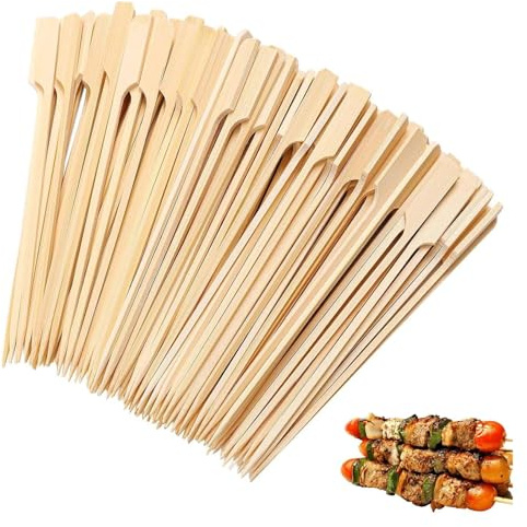 JYTDBCS 200 Pcs Bamboo Skewers, BBQ Kebab Sticks, Wooden Paddle Pick Bamboo Skewers,Flat Burger Paddle Sticks Wooden, Mini Wooden Stirrers Stick, Charcuterie Accessories Burger Sticks