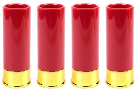 Sarini 4 Vasos, Vasos de Tequila con diseño de Estuche Tipo Cartucho, Mini Vasos de plástico para Whisky, Ron y licores, Fiestas, Festivales y Sets de Regalo