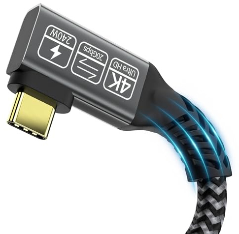 CAKOBLE USB C Kabel 1m,240W USB C 3.2 Gen2 Kabel 20 Gbps usbc charging cable, USB C Monitor 4K@60Hz Kompatibilitet Thunderbolt 4 Kabel för i-Phone 16, (20Gbps 240W-1m)