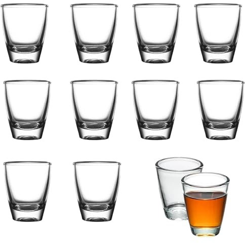 FEADBYT Lot de 12 verres à liqueur, en forme d'œuf, en verre trempé, avec fond épais, passe au lave-vaisselle, pour shot, vodka, Ouzo, Sambuca