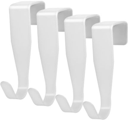 OHREN 4 Türhaken, Türhaken zum Einhängen, Kleiderhaken Tür, Haken zum Einhängen, Stabile Aufhängung, Kein Bohren Erforderlich, Geeignet für Standardtüren (Weiß)