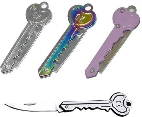 Coltello pieghevole, Multiuso Portatile Coltellino Pieghevole,Coltellino Pieghevole tascabile piccolo con moschettone, coltello da campeggio all'aperto (3 pezzi)