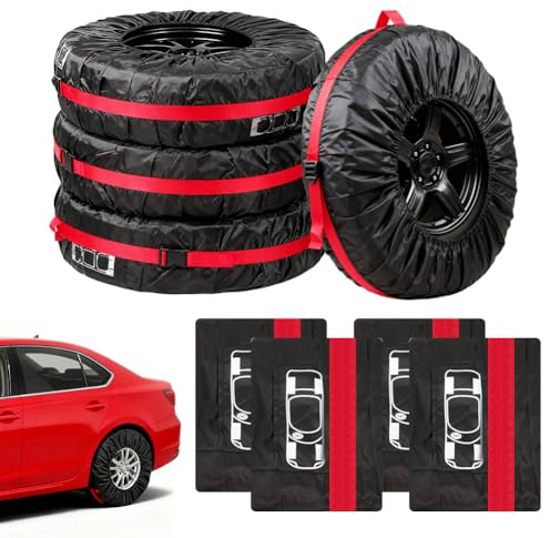 Lot de 4 sacs à pneus pour pneus de 19 à 23 pouces, housse de pneu de 80 cm de diamètre, protection de jante avec poignée de transport, sac de rangement pour pneus de voiture, SUV voiture
