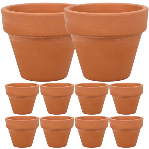 GALPADA 10 Pièces Lot de Mini Pots Terre Cuite Rouge avec Drainage Pots Céramique pour Succulentes Cactus Décoration Créative et Cadeaux Mariage