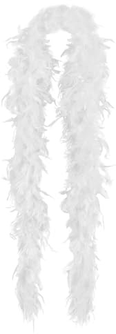 Boa Plume, 60g Boa Plume Blanc, 2 Mètres, Moelleux Plumes Écharpe Déguisement, Accessoire Idéal pour Danse, Carnaval, Noël, Mariage, Soirée Thème, Déguisement
