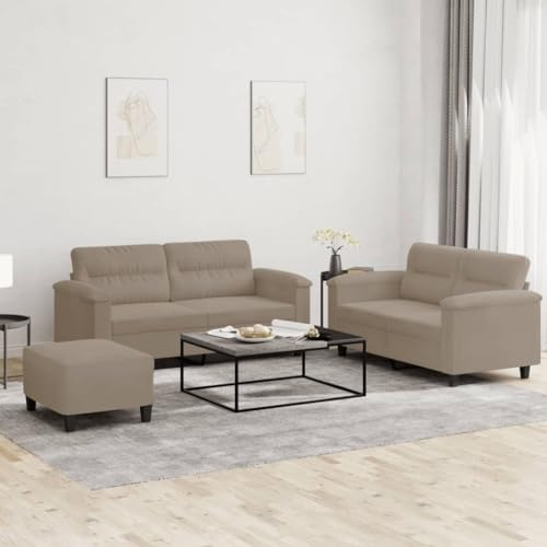 Sinkzol 3-TLG. Vardagsrum med kudde brungrå mikrofibertyg 2-sitsig soffa hörnsoffa lounge med förvaringsutrymme och bekväma armstöd för vardagsrum och gästrum