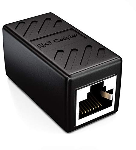 deleyCON 1 Stück RJ45 Kupplung (1000 Mbit) Gigabit LAN Kabel Verlängerung Netzwerkkabel Ethernet Adapter Verbinder Kompatibel zu Cat8, Cat7, Cat6, Cat5 Patchkabel DSL POE 2X RJ45 Buchse - Schwarz